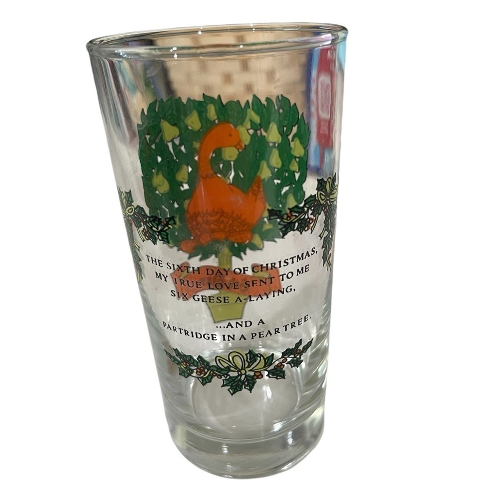 Twelve Days  of Christmas Glass Tumbler 6th Day of Christmas Six Geese A Laying